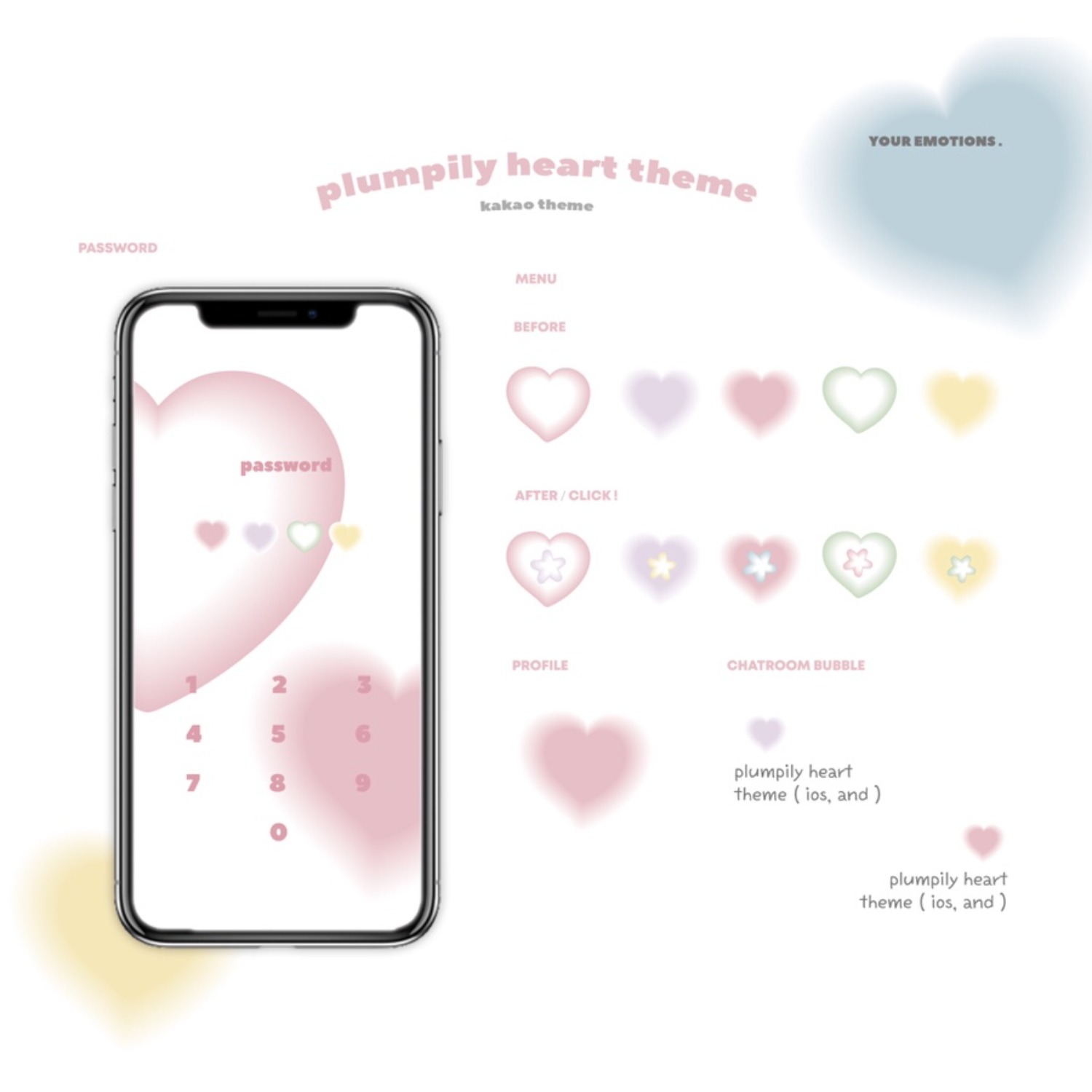 plumpily heart pastel theme