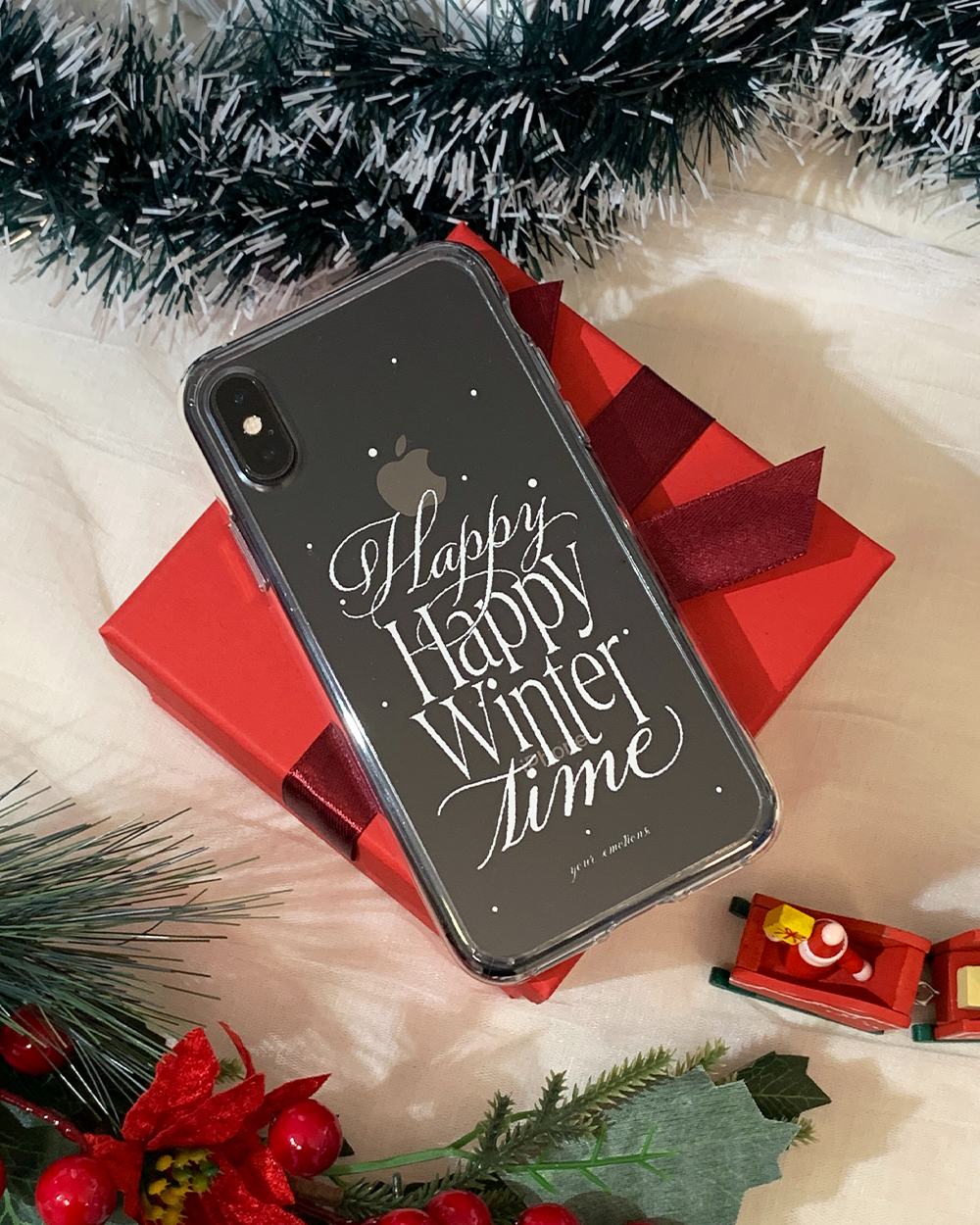 happy winter glossy clear case